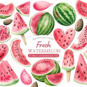 Watercolor Watermelon Clipart Bundle – One in a Melon Birthday and Summer Fruits (Commercial Use)