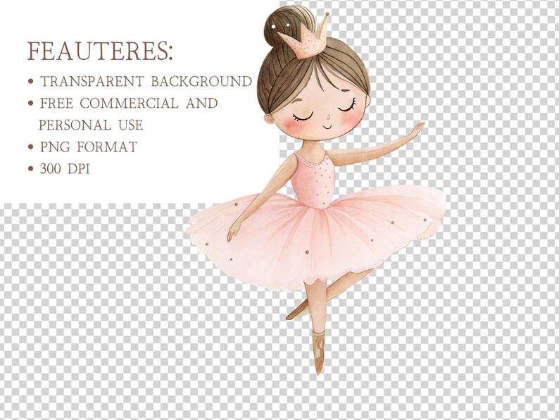 Watercolor Ballerina Clipart Set: Pink Ballet Dancers PNG Illustrations ...