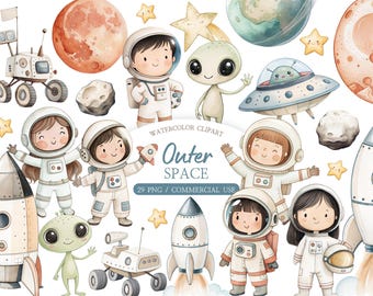 Astronaut Clipart Sammlung: Weltraum Abenteuer Grafiken für Kinder (Kommerzielle Nutzung)