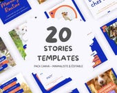 Pack 20 Templates Canva Instagram Stories • Chiens & Chats • Toilettage, Pension, Animalerie, Pet-Care