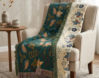 Japanese Throw Blanket Cotton Double Sided Sofa Cover, Green