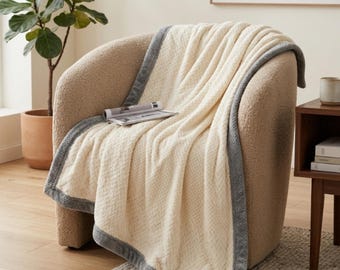Knitted Milk Velvet Blanket Soft Throw, Beige