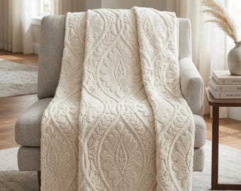 3D Floral Printed Fleece Blanket – Plush Quilt, Camel