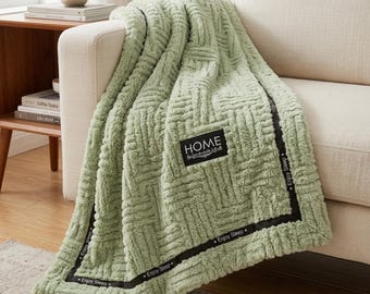 Soft Fluffy Bed Blankets, Breathable Green Polyester Throw Blanket for Sofa