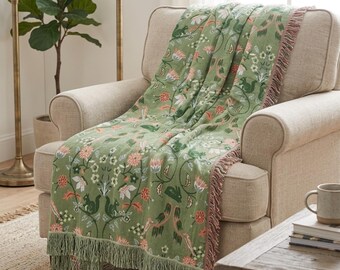 Japanese Cotton Throw Blanket Double-Sided Floral Sofa Cover