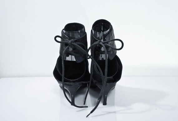 Schoenen damesschoenen sloffen vintage ANN DEMEULEMEESTER maat eu 38 klassieke veter zwart leer jaren 90 heksenhuis schoenen 