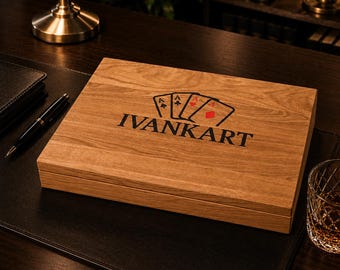 Eikenhouten kaartenhouder voor 5 pakken, handgemaakte houten kaartenhouder met magnetische sluiting, ideaal cadeau voor verzamelaars en goochelaars.