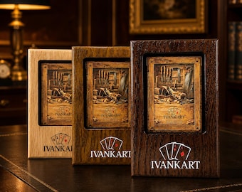 Eikenhouten vitrinekast voor speelkaarten met glas, houten opbergdoos voor één pokerdeck, kaartenopbergdoos, verzamelcadeau