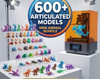600+Articulated Mini Animals STL Bundle Flexi Animals Megapack Cute Mini 3D Models Printable 3D Toys Flexible Articulated Animals