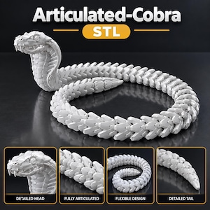 3D-utskriftsmodell av ledkobra: Flexibel segmenterad orm (STL-fil)