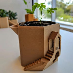 3D-utskriven grävmaskinsplanteringslåda, kruka för byggfordon, skrivbordsdekoration