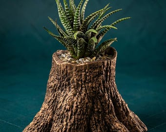 Maceta con forma de tronco de árbol (archivo STL) / Maceta rústica impresa en 3D / Decoración de jardín boscoso / Maceta inspirada en la naturaleza / Descarga instantánea