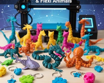 Paquete de más de 2000 llaveros articulados STL: Animales flexibles, juguetes, archivos de impresión 3D (descarga digital)
