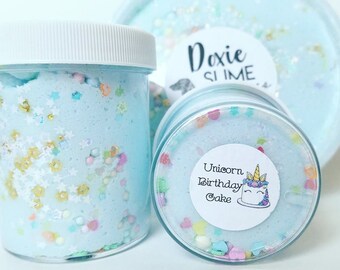 Unicorn Birthday Cake, Cloud Dough Slime