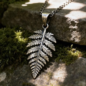 Oxidized Silver-plated Fern Leaf Necklace | Botanical Woodland Jewelry