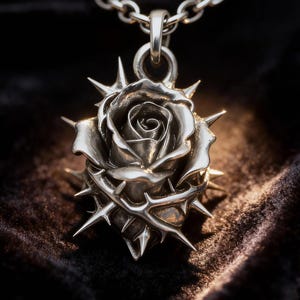 Collar gótico con espinas de rosa: joyería romántica oscura imagen 1