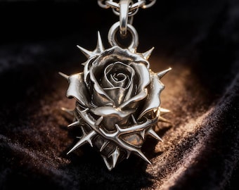 Gothic Rose Dornen Anhänger: Dunkel Romantischer Schmuck