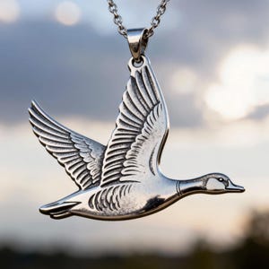 Silver Plated Flying Goose Necklace, Wildlife Bird Pendant