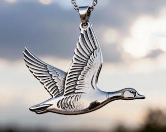 Silver Plated Flying Goose Necklace, Wildlife Bird Pendant