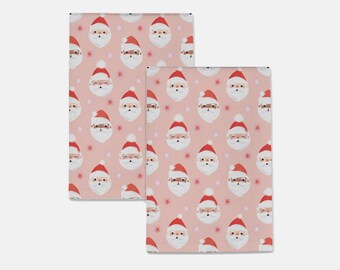 Pink Christmas Santa Clause hostess towels set by itsy belle studio (2 pack)