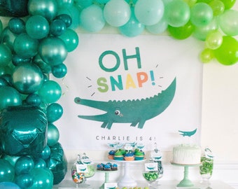 Oh Snap Reptile Alligator Crocodile Jungle Party Backdrop Birthday Party INSTANT DOWNLOAD Printable DIY download