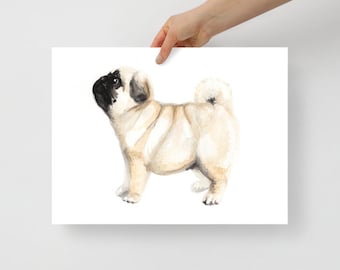 Pug Watercolor Art Print Poster by itsy Belle Studio