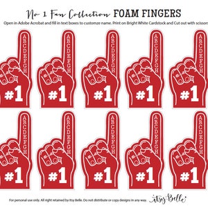 No. 1 Sports Fan Collection Blue or Red PRINTABLE PARTY - Etsy