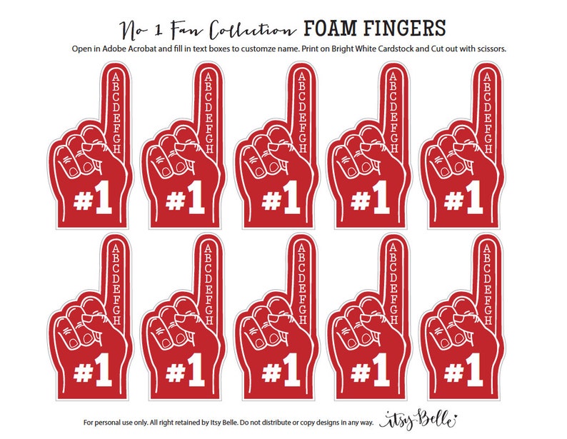 No. 1 Sports Fan Collection  blue or red PRINTABLE PARTY image 4