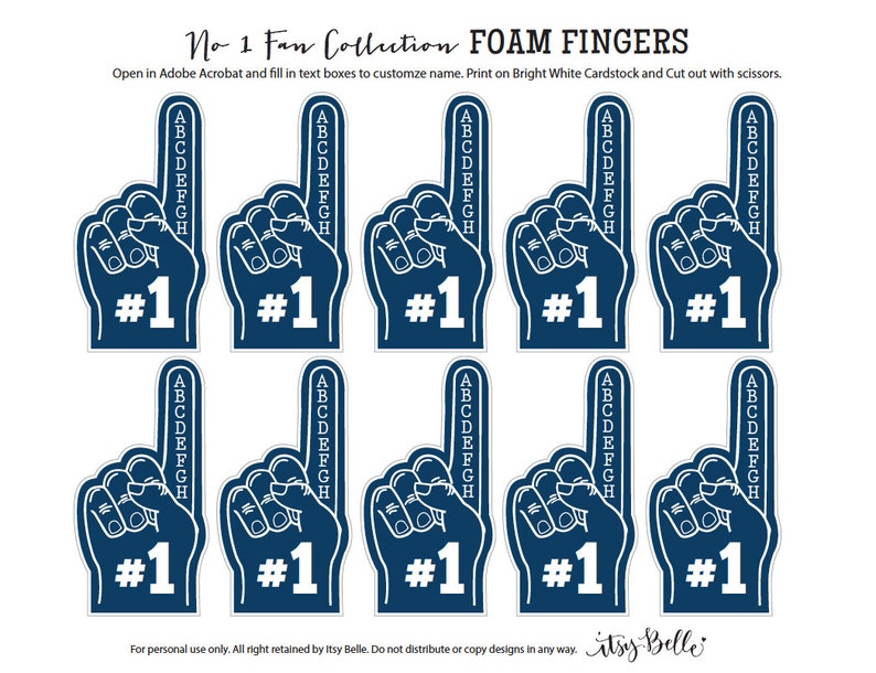 No. 1 Sports Fan Collection Blue or Red PRINTABLE PARTY Etsy