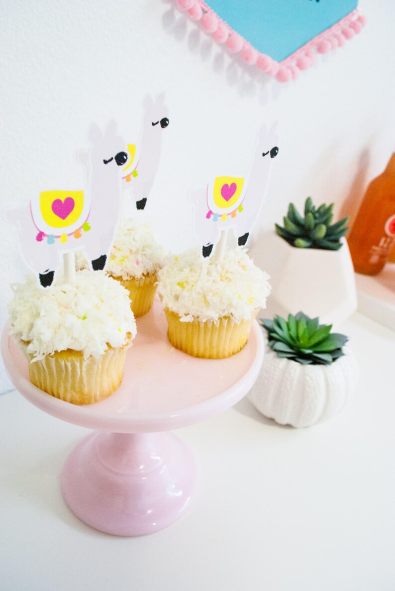 Llama Love Printable Cupcake Toppers for Llama Party by Itsy - Etsy