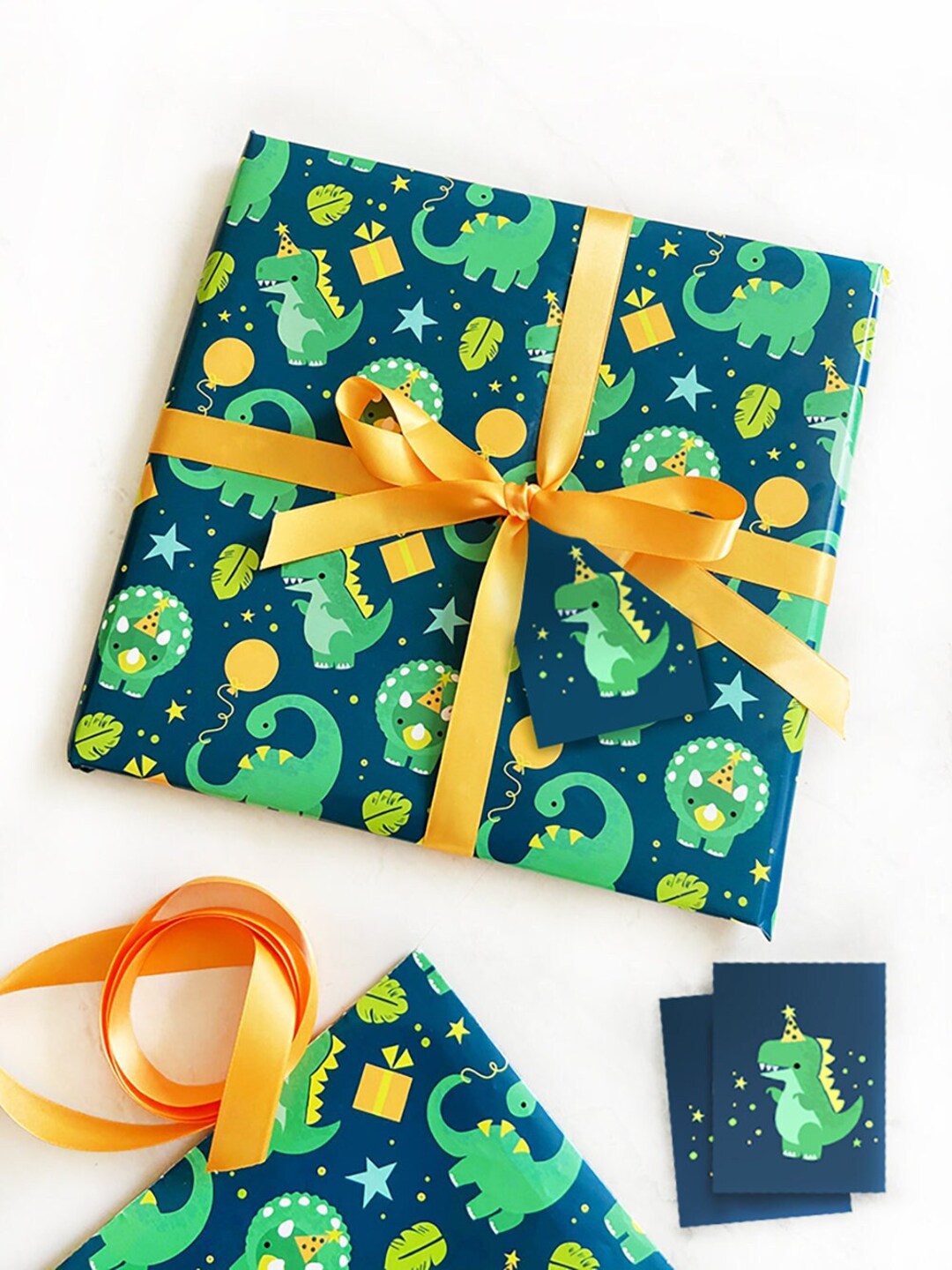 SALE Dinosaur Wrapping Paper Gift Wrapping Paper Set w/ 3 Etsy
