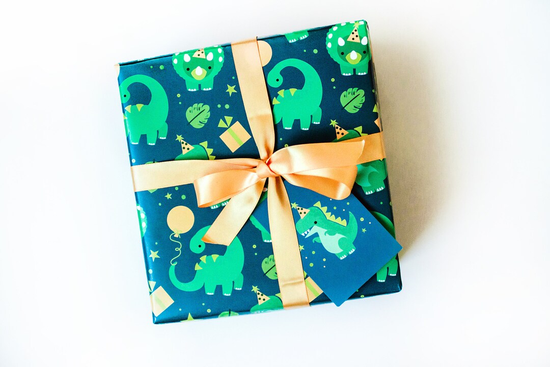 Dinosaur Wrapping Paper Gift Wrapping Paper Set w/ 3 Sheets Etsy