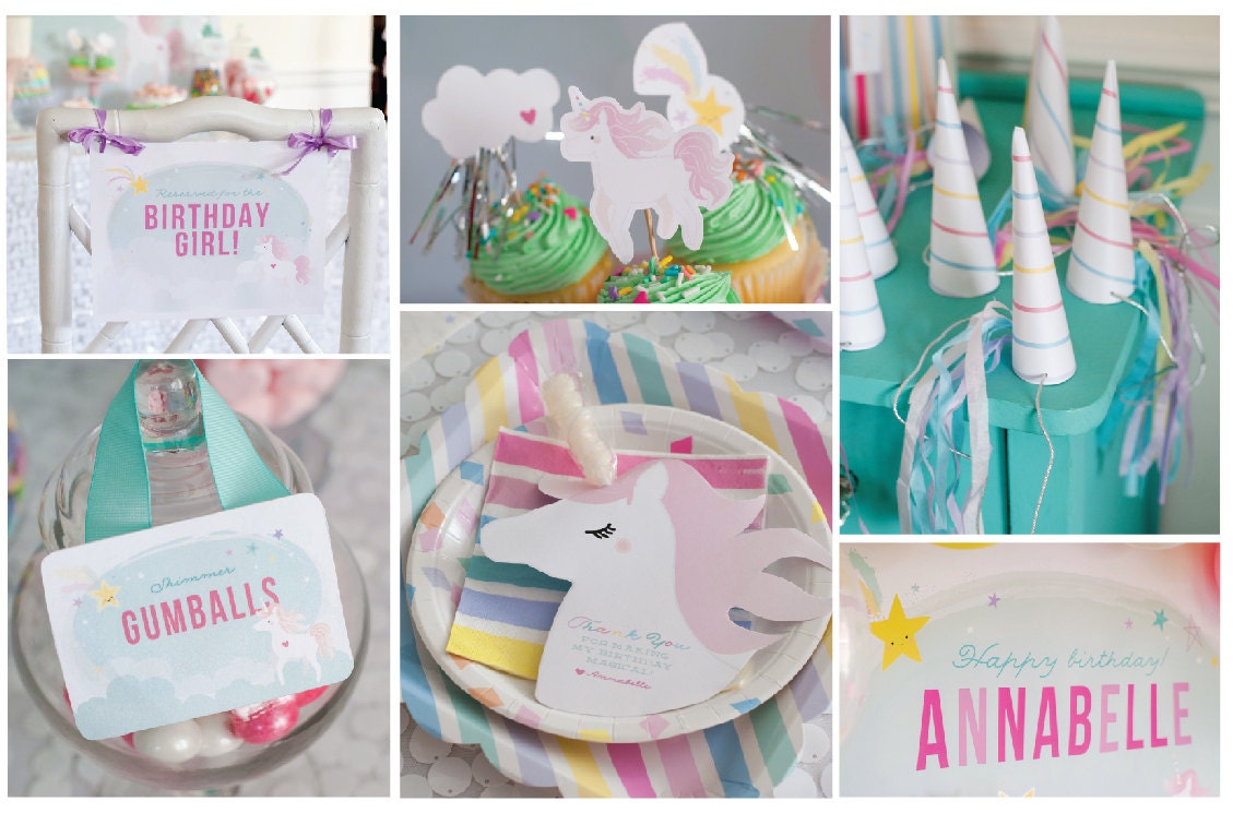 Unicorn Party Printables decorations INSTANT DOWNLOAD by Itsy | Etsy