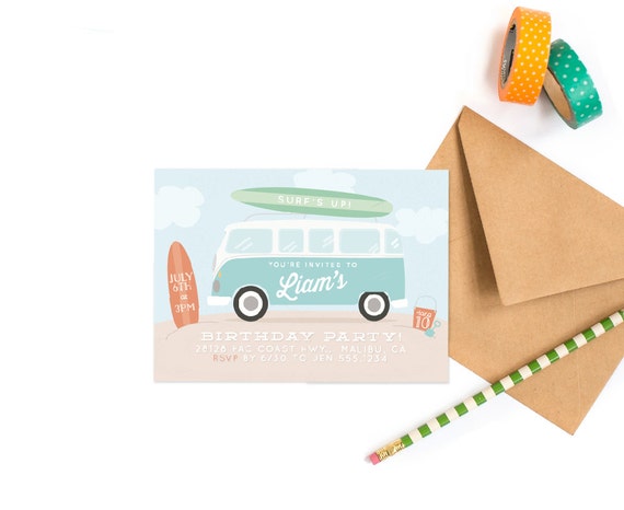 Surfs Up Beach Party Invitation - PRINTABLE birthday collection by Itsy Belle Il_570xn