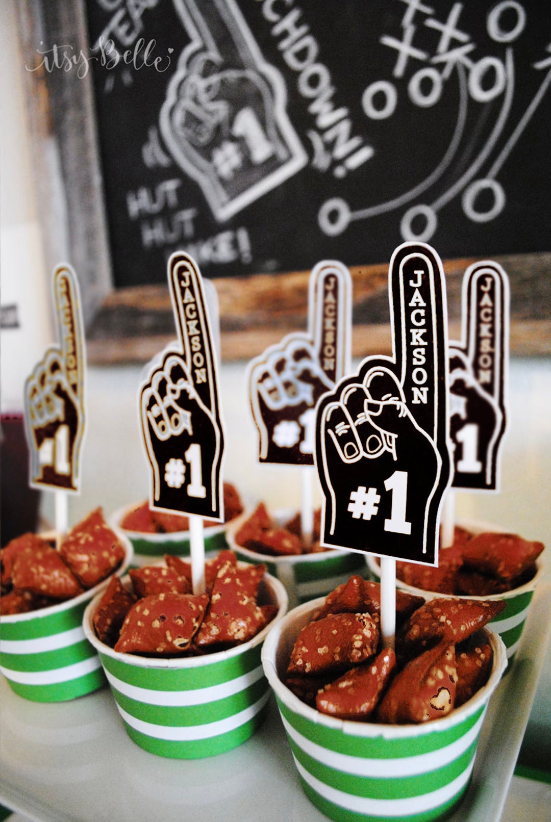 CUSTOM Football Foam Finger Party Toppers Black PRINTABLE Etsy