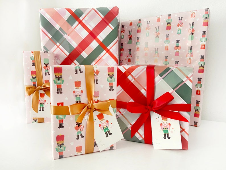 Pink Nutcracker Christmas Wrapping Paper Gift Wrap Set Bundle Etsy