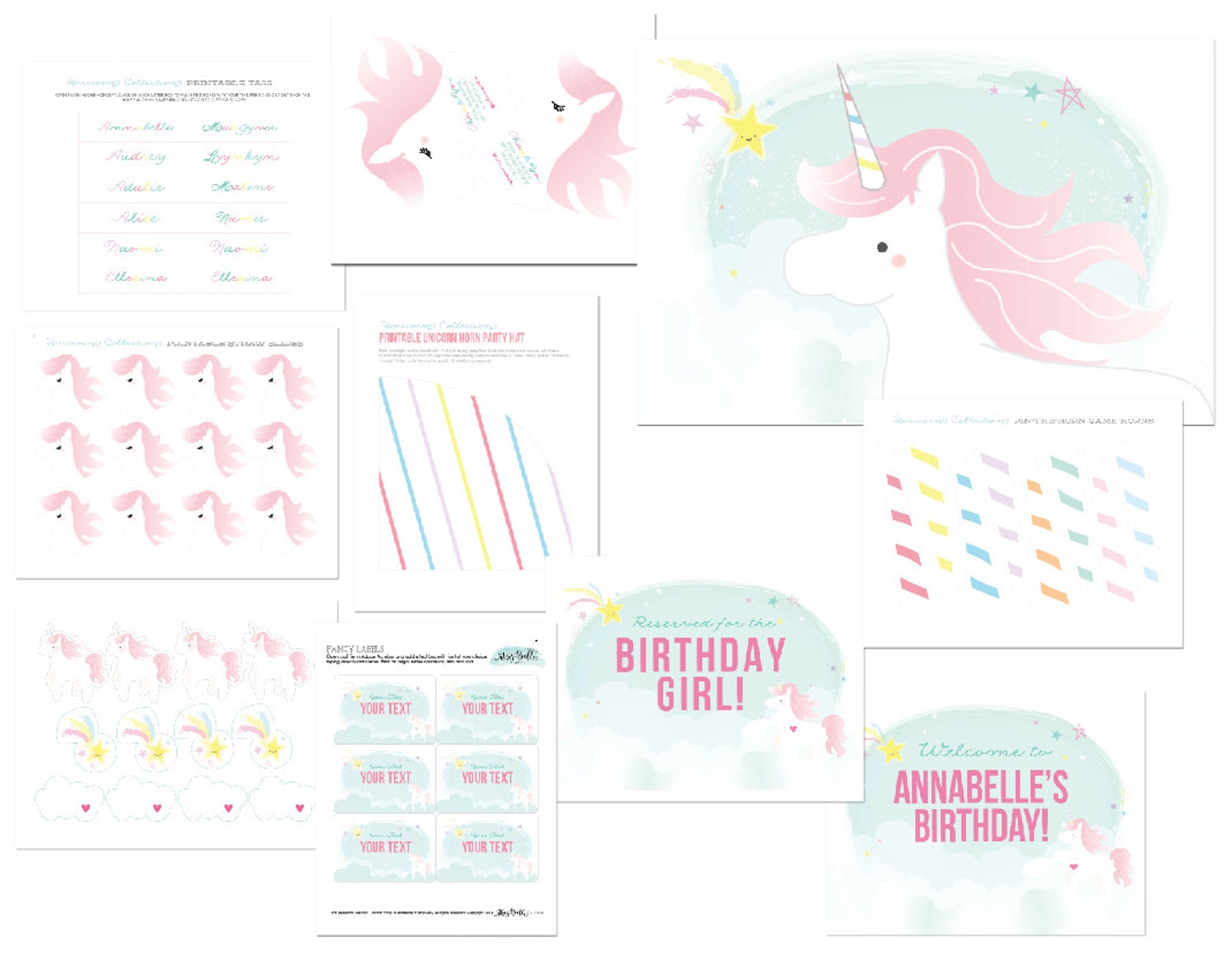 Unicorn Party Printables Decorations INSTANT DOWNLOAD by Itsy - Etsy