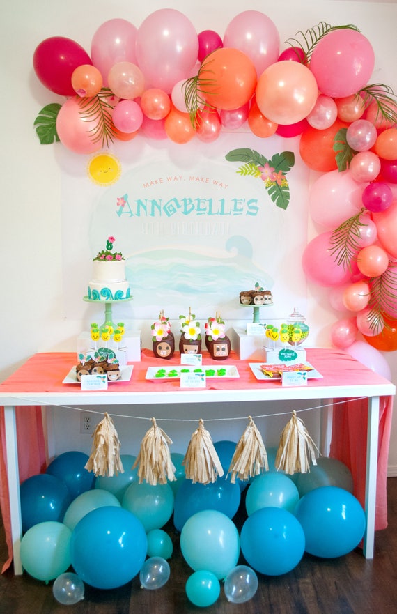 Tropical Ocean Dreams Party Backdrop - Moana Inspired custom PRINTABLE DOWNLOAD 4 ft Party Backdrop .pdf file Il_570xn
