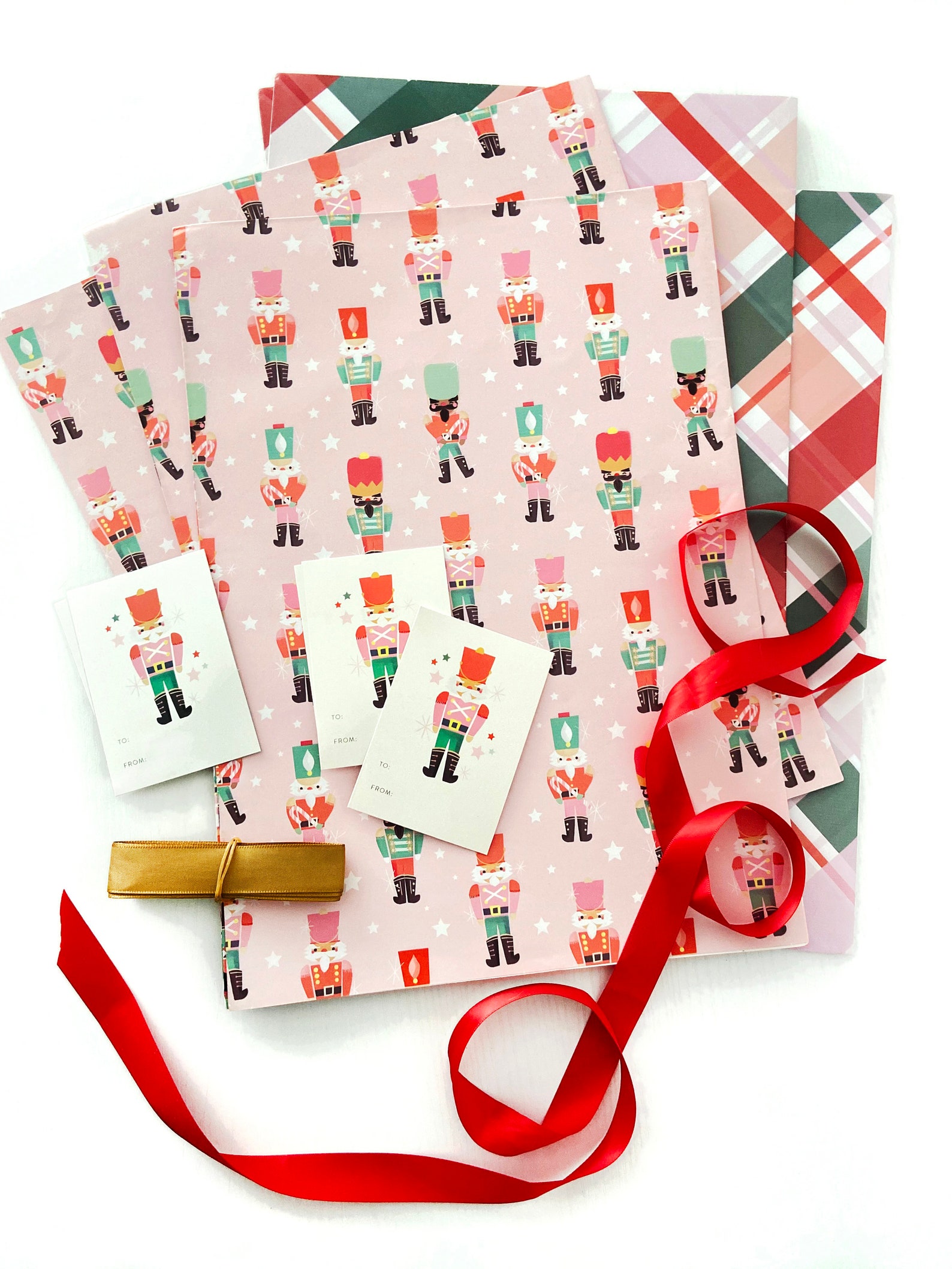 Pink Nutcracker Christmas Wrapping Paper Gift Wrap Set Bundle Etsy