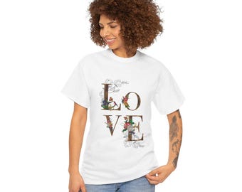 Floral Love T-Shirt: Unisex Heavy Cotton Valentine's Day Tee