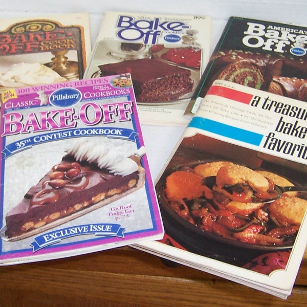 Lot of 4 Pillsbury Bake-off Recipe Books Plus A Treasury of Bake-off Recipes