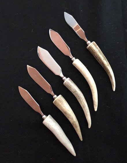 Gold Check Canape Knives - Set of 4 - ivory & birch