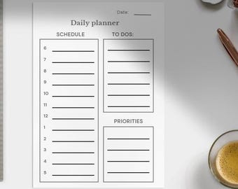Minimalistischer Tagesplaner | Druckbarer Tagesplaner, To-Do Liste & Prioritäten | PDF Vorlage für Produktivität