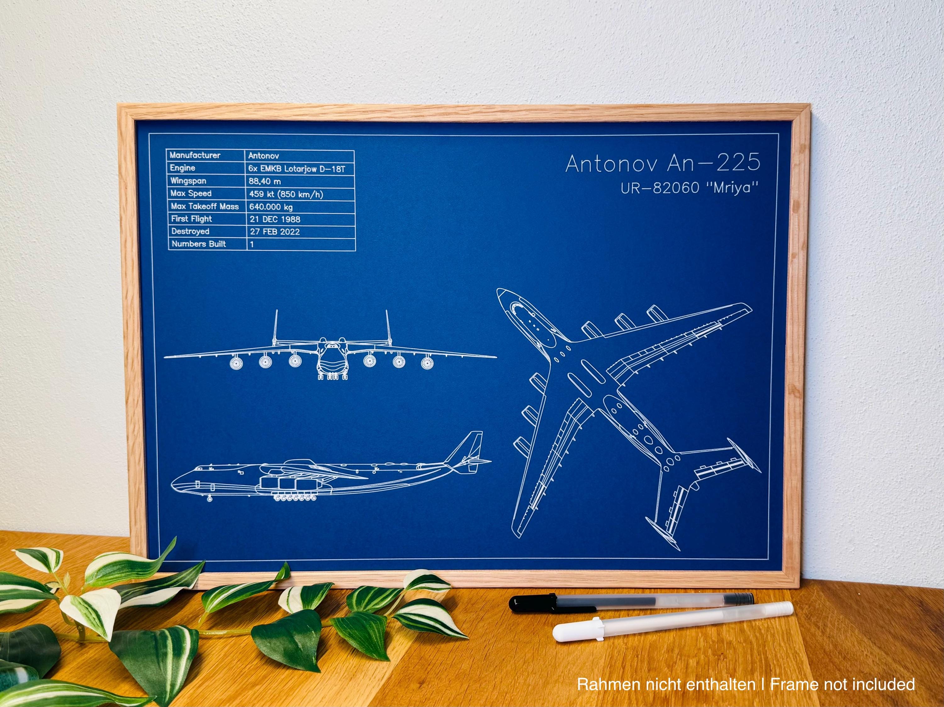 あんこうページ① Antonov An-225 Mriya Blueprint | DIN A3 Aircraft Blueprint Poster