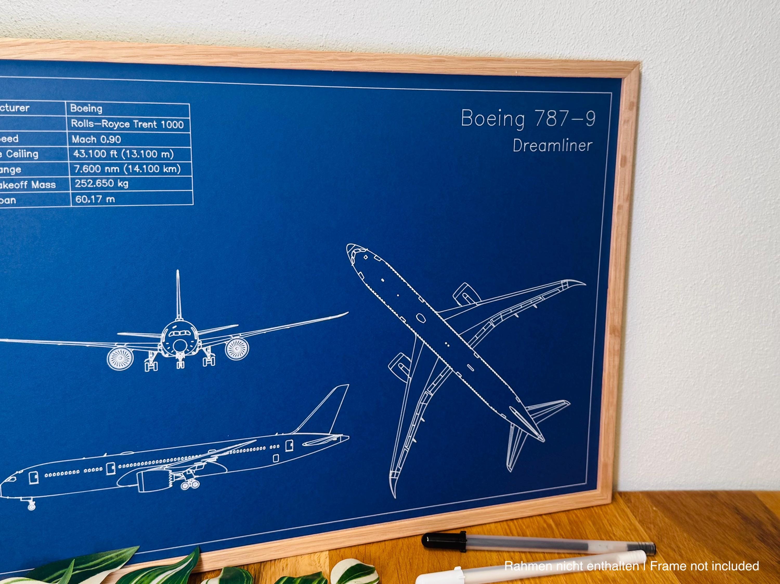 ボーイング787-9ドリームライナーの設計図 | DIN A3航空機設計図