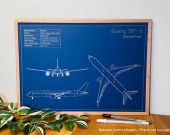 ボーイング787 Boeing 787 Dreamliner   非売品ポスター ボーイング787-9ドリームライナーの設計図 | DIN A3航空機設計図