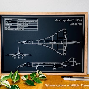 Aérospatiale BAC Concorde Blueprint | DIN A3 Aircraft Blueprint Poster | Aviation Wall Art | Pilot Gift | Supersonic Jet | Pen plotter item