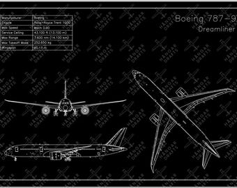 ボーイング787-9ドリームライナーの設計図 | DIN A3航空機設計図