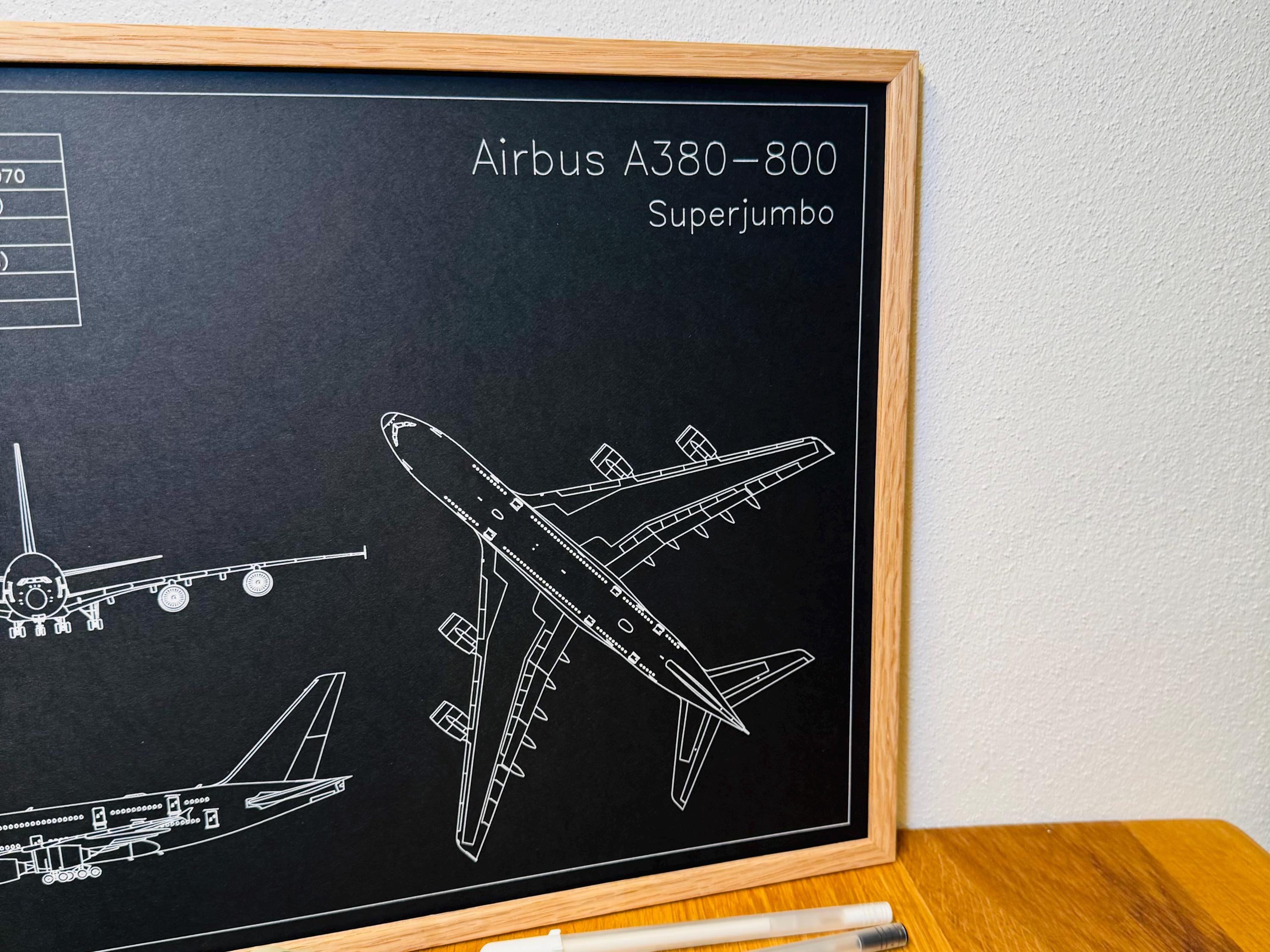Airbus A380-800 Blueprint | DIN A3 Aircraft Blueprint Poster