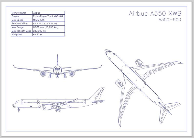 airbus-a350-900-xwb-blueprint-din-a3-aircraft-blueprint-poster